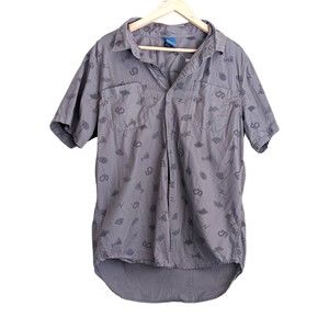 NWOT Harry Potter Gray All Over Print Pattern Button Down Short Sleeve Shirt